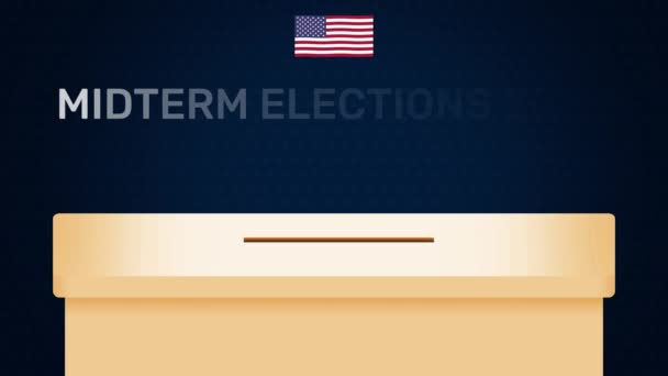 Elecciones Mitad Período Animación Con Papeleta Votación Dentro Caja — Vídeo de stock