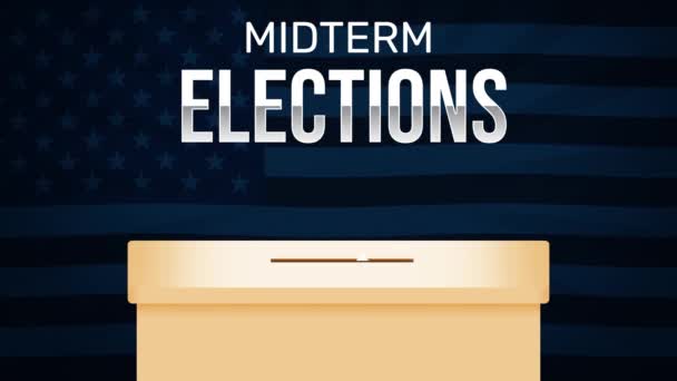 Midterm Elections Background Waving American Flag Vote — Stock Video