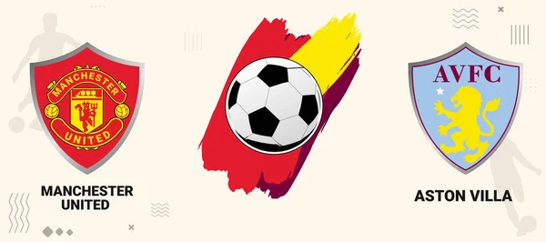 Manchester United Gegen Aston Villa Fußballspiel Bearbeitbare Design Hintergrund Design — Stockvektor