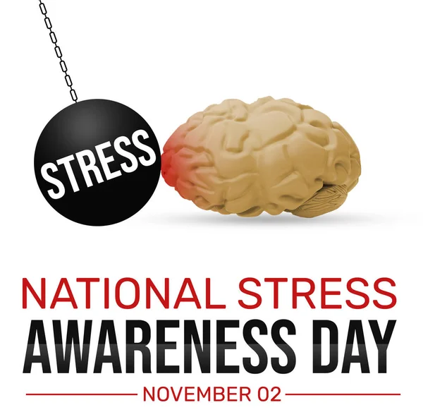 Ulusal Stres Farkındalığı Günü Arkaplanı Topun Beyin Tasarımına Çarpmasıyla Başladı — Stok fotoğraf