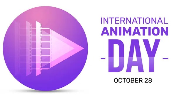 国际动画日背景 色彩斑斓的符号和字体 庆祝世界动画日背景 — 图库照片