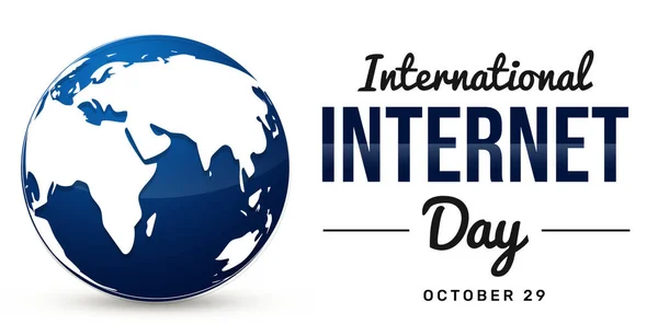 国际互联网日壁纸与蓝色的全球和字体在旁边 10月29日是互联网日 背景设计 — 图库照片