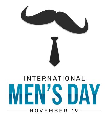 Bıyıklı ve kravatlı uluslararası Erkekler Günü Duvar Kağıdı. Daktilografi ile minimalist erkek günü arka planı