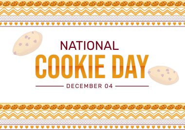 Geleneksel sınır tasarımı içinde kurabiyeler ve kalplerle Ulusal Kurabiye Günü Arkaplanı. Kurabiye Günü duvar kağıdı