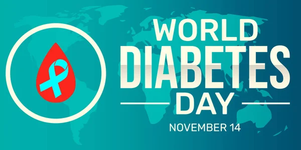 世界糖尿病日壁纸设计 内附红滴和丝带 世界糖尿病日背景 — 图库照片