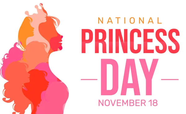 National Princess Day Bakgrund Med Färgglada Flicka Porträtt Sidan Princess — Stockfoto