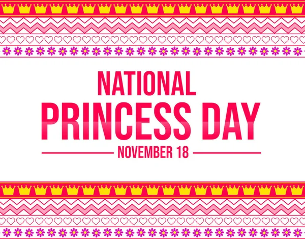National Princess Day Bakgrund Med Blommor Hjärtan Och Krona Inuti — Stockfoto