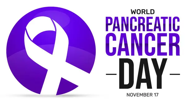 Dia Mundial Câncer Pâncreas Fundo Com Fita Roxa Tipografia Novembro — Fotografia de Stock