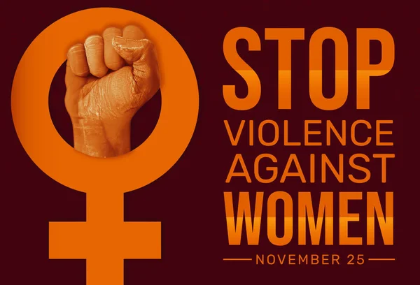 Stop Geweld Tegen Vrouwen Wallpaper Met Vuist Typografie Internationale Dag — Stockfoto
