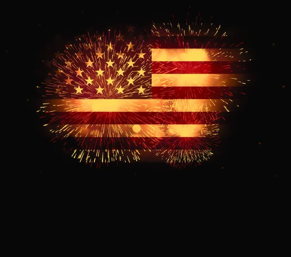 Αμερικανική Σημαία Λάμπει Στον Ουρανό Πυροτεχνήματα Φώτα Πατριωτικό Υπόβαθρο Αντίγραφο — Φωτογραφία Αρχείου
