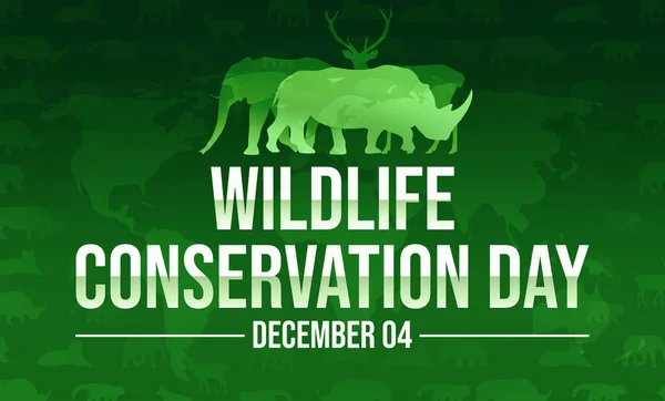 Wildlife Conservation Day Wallpaper in abstract style with Green Color silhouette animal. Wildlife conservation day background design.