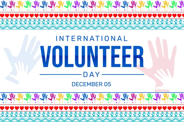 International Volunteer Day Bakgrund Bakgrund Med Färgglada Olikartade Händer Och — Stockfoto