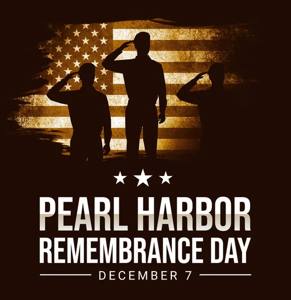 Pearl Harbor Remembrance Day Bakgrund Med Amerikansk Flagga Och Hälsning — Stockfoto