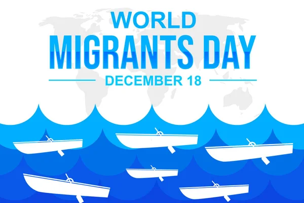 World Migrants Day Background Boats Floating Water Typography Migrants Day — Stock Photo, Image