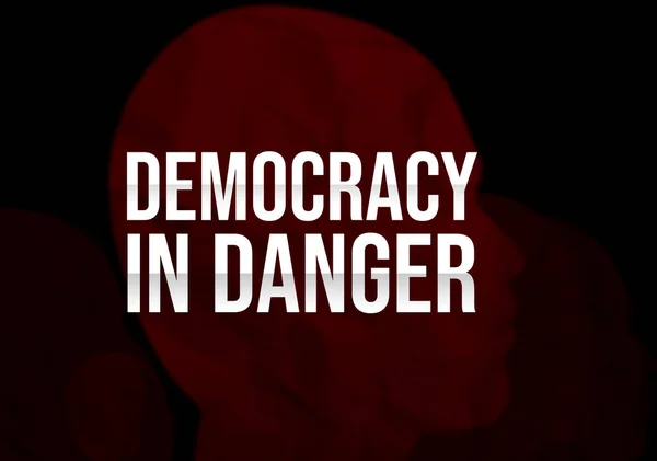 Democracia Perigo Ilustração Com Retrato Vermelho Tipografia Concepção Conceito Democracia — Fotografia de Stock