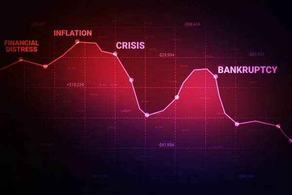 金融危机 通货膨胀和破产概念背景下的商业背景具有多重梯度色彩 商业和金融损失背景设计 — 图库照片