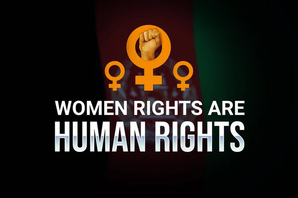 Droits Des Femmes Droits Homme Afghanistan Avec Drapeau Flou Arrière — Photo