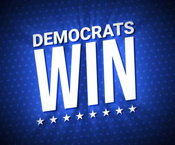 Democrats political party wining concept background with blue backdrop and stars. American political party win concept design.