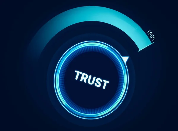 Hundert Prozent Vertrauen Meter Hintergrund Mit Blau Leuchtenden Lichtern Vertrauen — Stockfoto