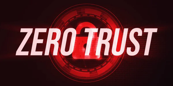 Zero Trust Concept Futuristic Background Red Alarming Color Open Lock — Stock Photo, Image