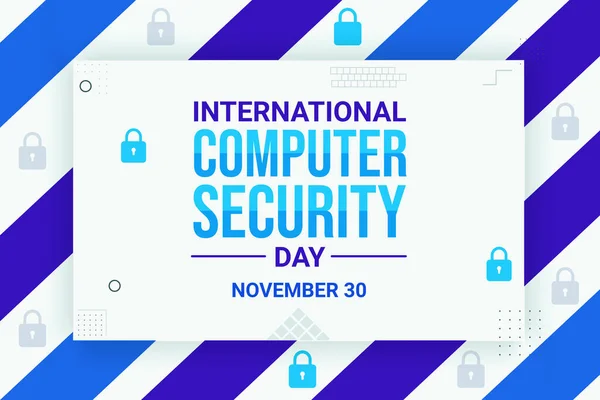 计算机安全日背景与排版和五彩斑斓的造型设计 国际计算机安全日背景 — 图库照片