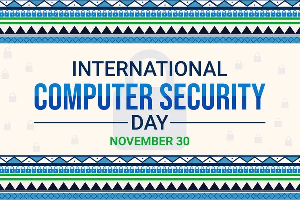 国际计算机安全日背景与锁和传统边界风格的设计 电脑保安设计日 — 图库照片