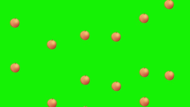 Peach Φρούτα Animation Πράσινη Οθόνη Για Keying Ροδάκινο Που Πέφτει — Αρχείο Βίντεο