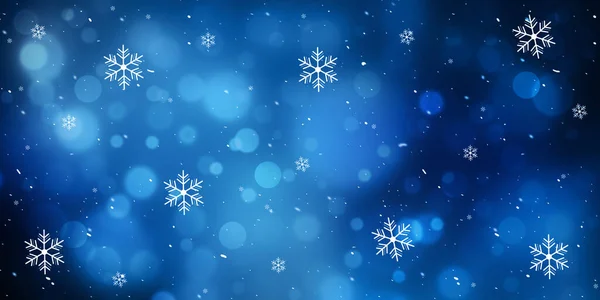 Modern Vinter Bakgrund Med Glödande Blå Bokeh Ljus Vinter Natt — Stockfoto