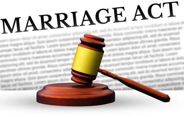 Matrimonio Act Concetto Sfondo Con Martelletto Reso Tipografia Sullo Sfondo — Foto Stock