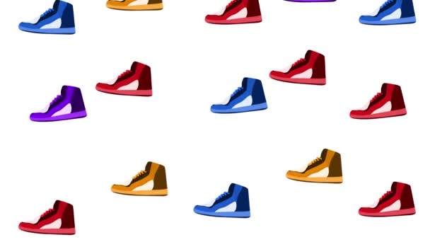 Colorful Sneakers Collection Animation Green Screen Keying Sneakers Animation Background — Stock Video