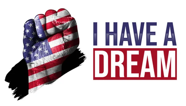 Έχω Ένα Ονειρεμένο Πανό Ζωγραφισμένη Γροθιά Αμερικάνικης Σημαίας Σύμβολο Ελευθερίας — Φωτογραφία Αρχείου