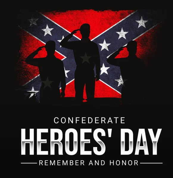 Bayrak Tipografi Ile Konfederasyon Kahramanlar Günü Geçmişi Kahramanları Hatırlamak Onurlandırmak — Stok fotoğraf