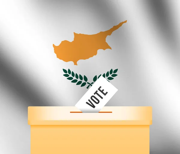 Antecedentes Electorales Presidenciales Chipriotas Con Bandera Chipriota Ondeando Urna Frente — Foto de Stock