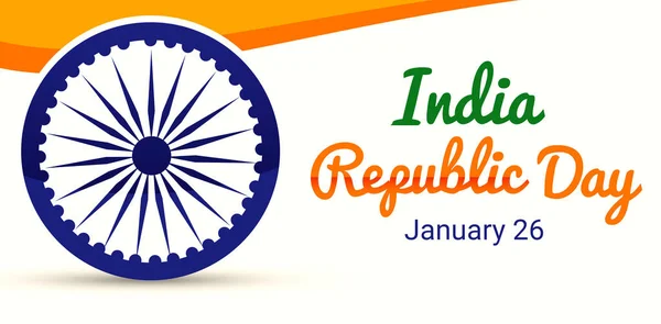 Дизайн Знамени Дня Республики Индии Типографикой Синим Колесом Бокам Концепция — стоковое фото