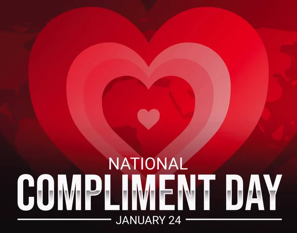 National Compliment Day Bakgrund Med Röda Färgglada Hjärtan Och Typografi — Stockfoto