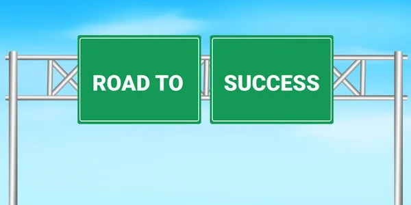Road Success Sign Board Design Sky Typography Green Board — Stock Photo, Image