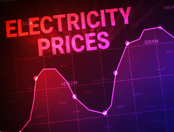 电价用排字和发光灯增加红图 电价背景 — 图库照片
