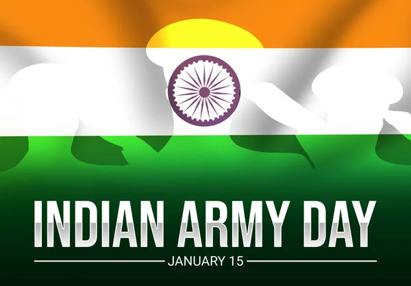 Indian Army Day Backdrop Τυπογραφία Και Πολύχρωμη Κυματιστή Σημαία Στο — Φωτογραφία Αρχείου