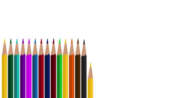 Kolorowe Ołówki Animacja Białym Czarnym Ekranem Nowoczesne Kolory Ołówek Animacja — Wideo stockowe