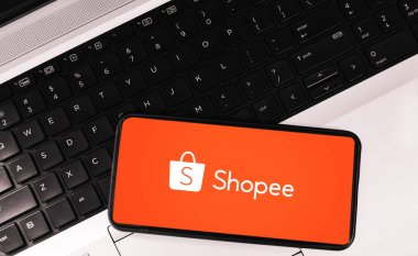 Online ecommerce platform for shopping editorial background.