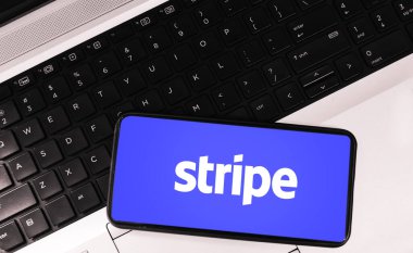 Online payment service provider stripe editorial background on mobile