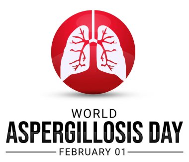 Kırmızı Ciğerler işareti ve tipografi ile Dünya Aspergillosis Günü arkaplanı