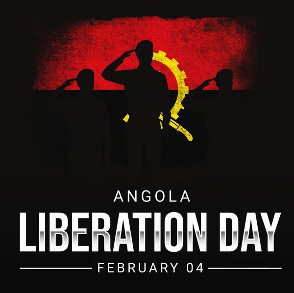 Angola Jour Libération Fond Écran Avec Typographie Drapeau Dans Contexte — Photo