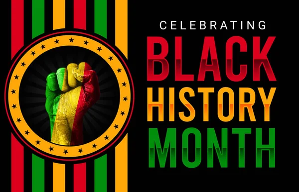 Black History Month Celebration Background featuring Colorful Fist Design and Typography. Modern Wallpaper for Commemorating Black History Month