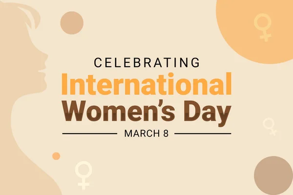 ミニマルなデザインとスタイルでタイポグラフィで国際女性デーの背景を祝う 女性の日壁紙 — ストック写真