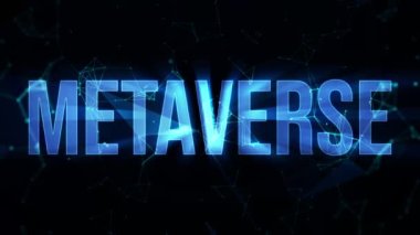 Metaverse teknolojisi ve parlak tipografi ve bağlantı düğümleri animasyonu ile geleceksel 4K animasyonu