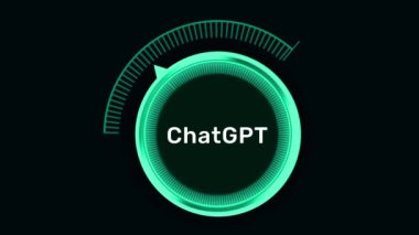 2.17, Birleşik Devletler. Yazı işleri 4K Animasyon arka planında dönen düğüm ile Yapay Zeka kullanımı. ChatGPT ve ai arkaplanı aç