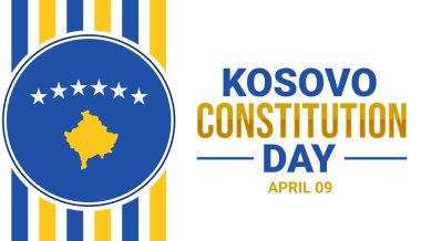 Bayrak ve tasarım çizgili Kosova Anayasa Günü duvar kâğıdı. Kosova anayasasının tipografiyle geçtiği gün