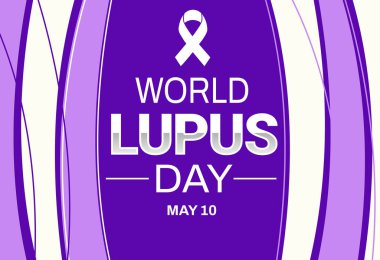 Dünya Lupus Günü geçmişi tipografi ve kurdeleyle. Uluslararası lupus günü arkaplanı