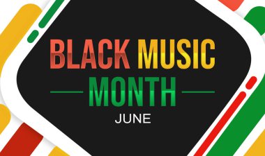 Haziran, Siyah Müzik Ayı, tema rengi ve tipografi tasarımı ile arka plan. Afrika Amerikan Ayını Kutlama, Duvar Kağıdı